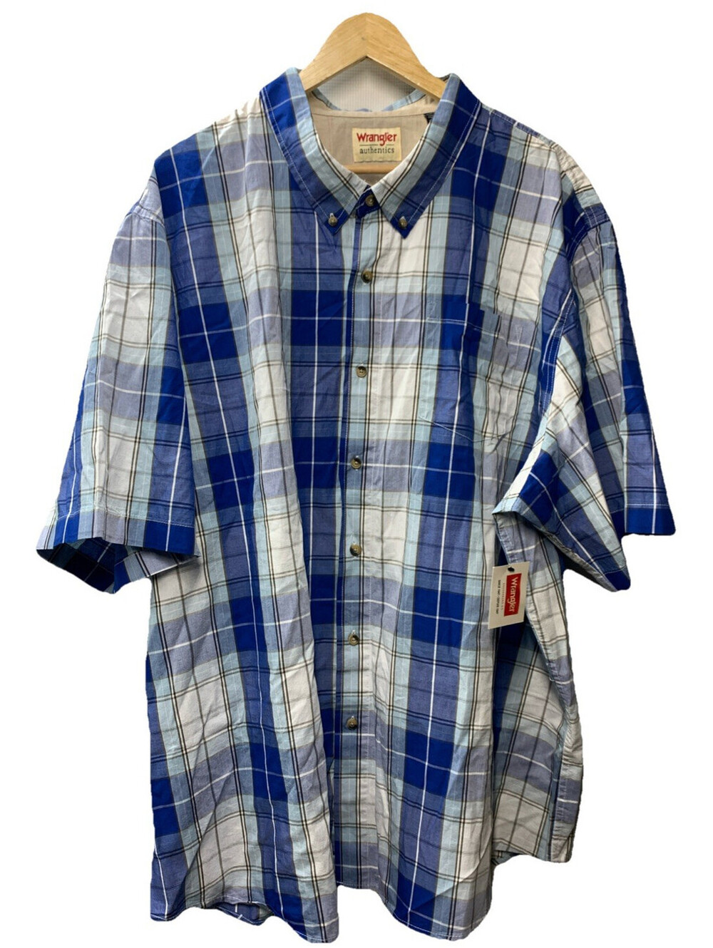 Wrangler Authentics Men's Short Sleeve Classic Plaid Woven Shirt Size 3XL/3TG